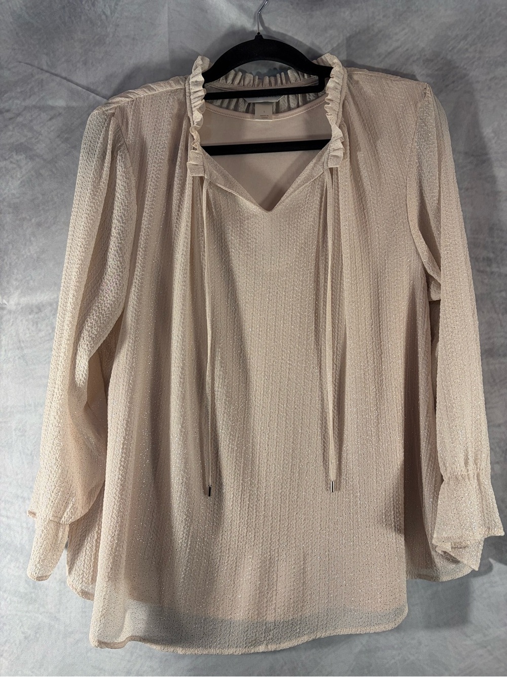 Christopher & Banks Women’s Shimmer Peasant Blouse – Large